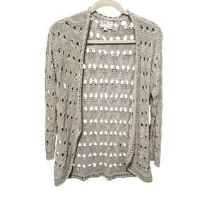 Debbie Morgan Women Boho Crochet Cardigan Sweater L Beige Cottagecore‎ Festival